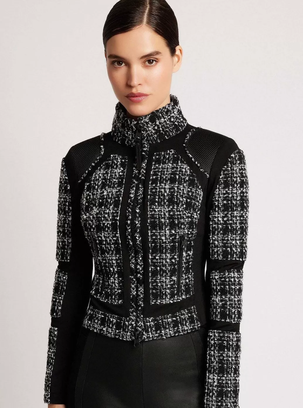 Hot Blanc Noir Boucle Moto Mesh Jacket Black Boucle