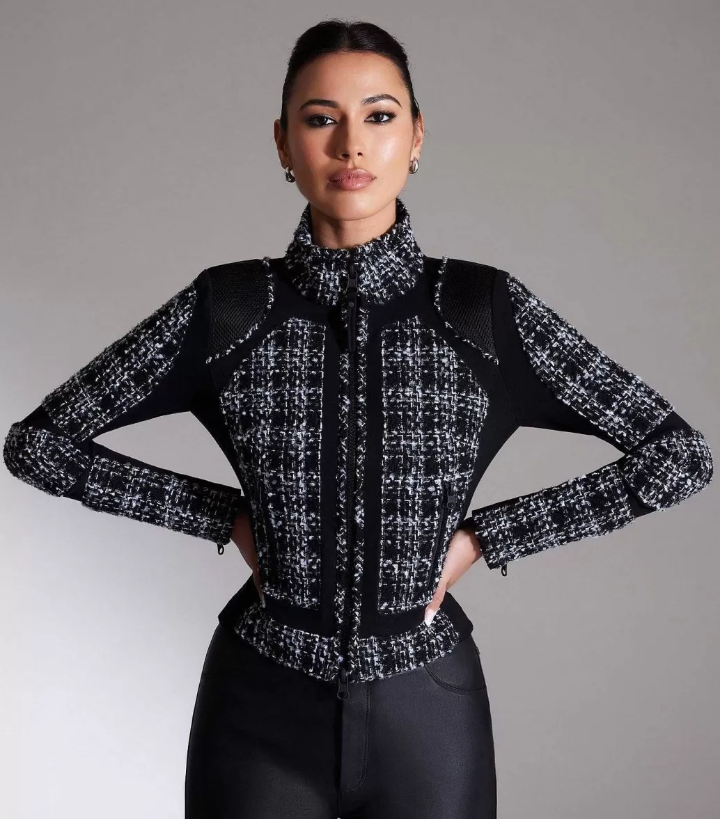 Hot Blanc Noir Boucle Moto Mesh Jacket Black Boucle