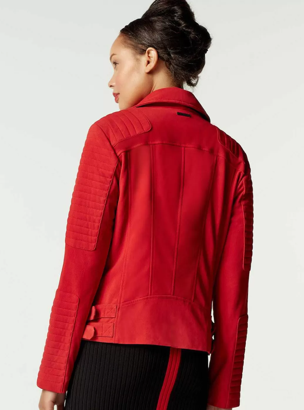 New Blanc Noir Cherie Suede Motorcycle Jacket Haute Red