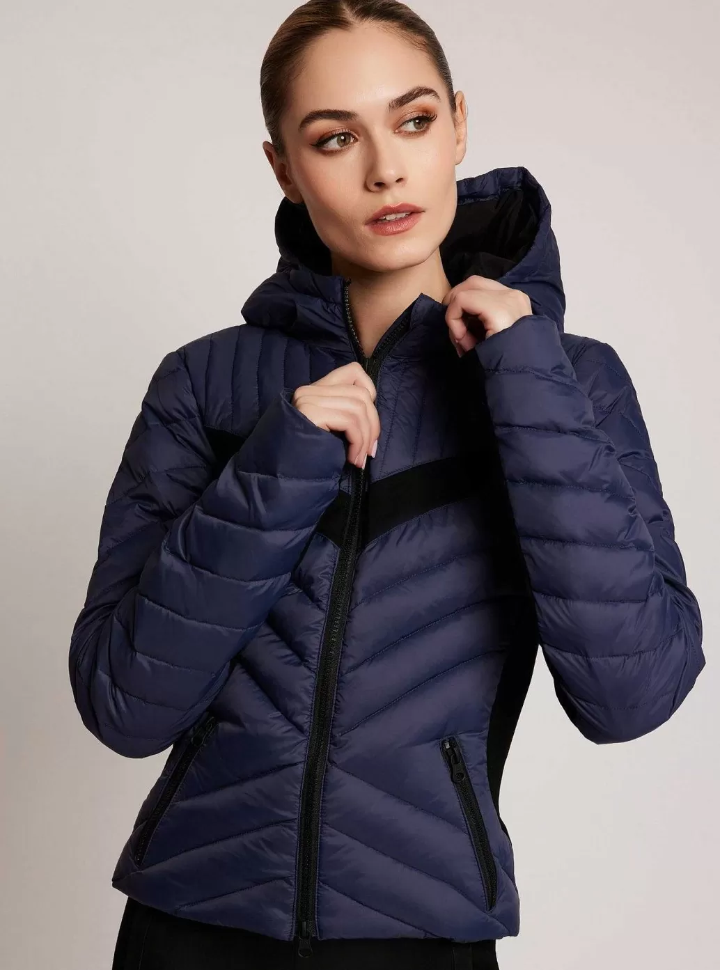 New Blanc Noir Chevron Stripe Down Filled Puffer Jacket