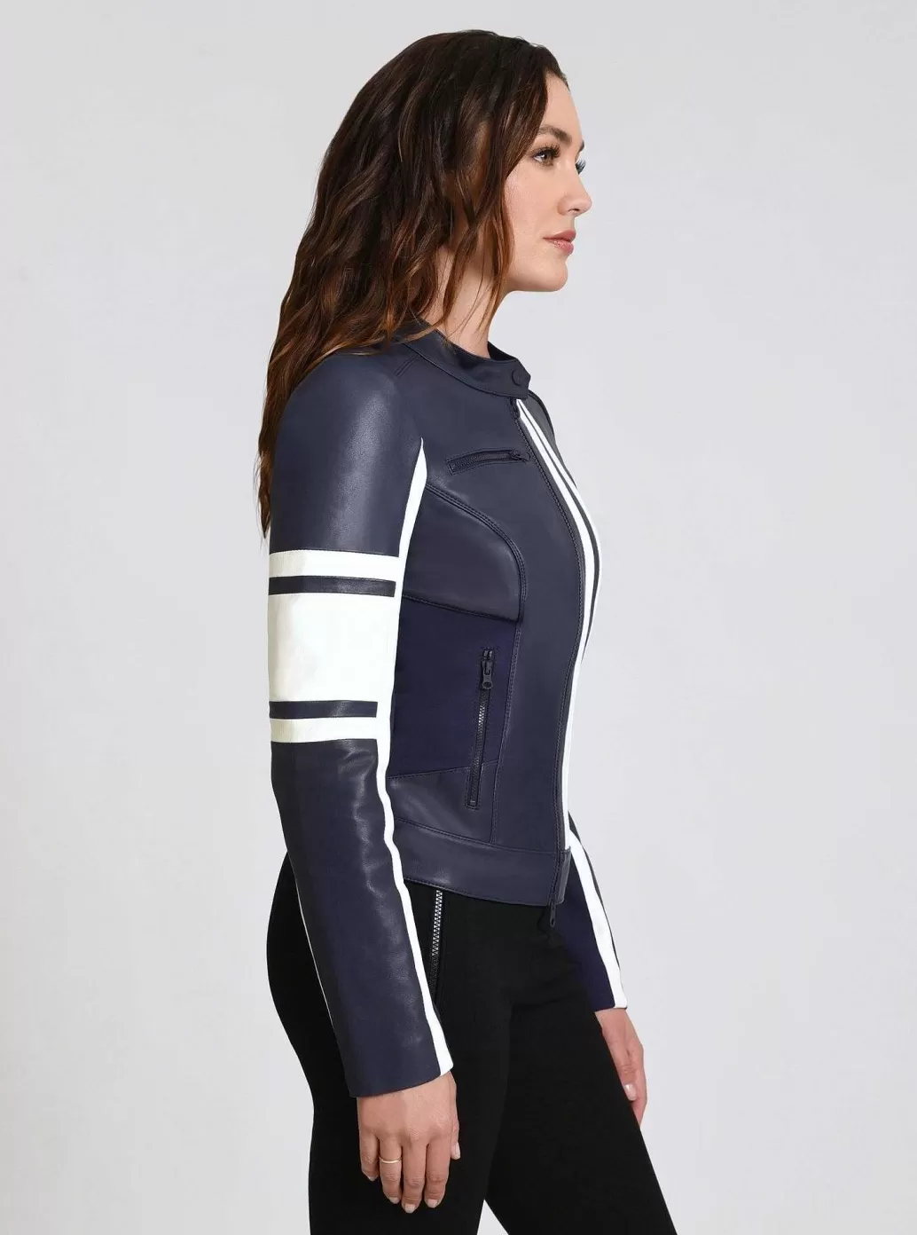 Online Blanc Noir Claudine Leather Racer Jacket