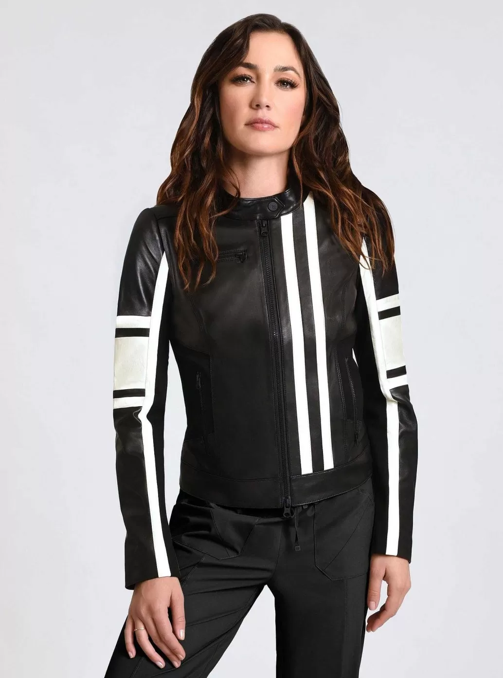 Online Blanc Noir Claudine Leather Racer Jacket