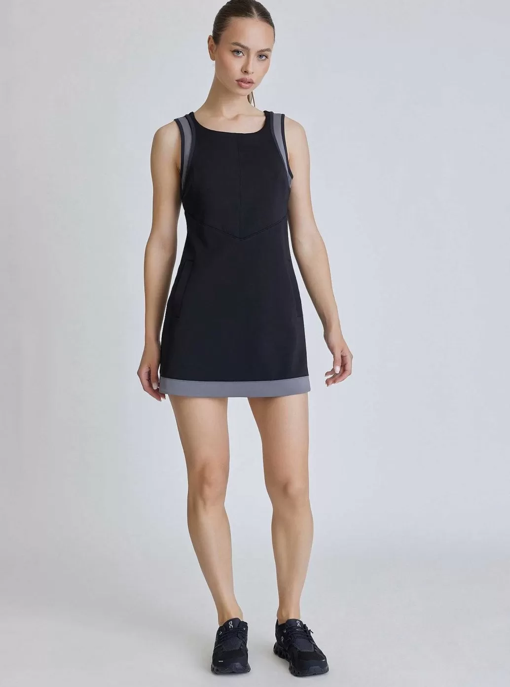 Fashion Blanc Noir Color Block Tennis Dress - Black Black/Charcoal