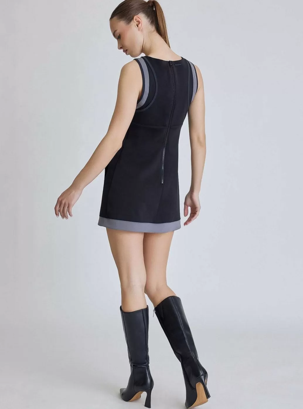 Fashion Blanc Noir Color Block Tennis Dress - Black Black/Charcoal