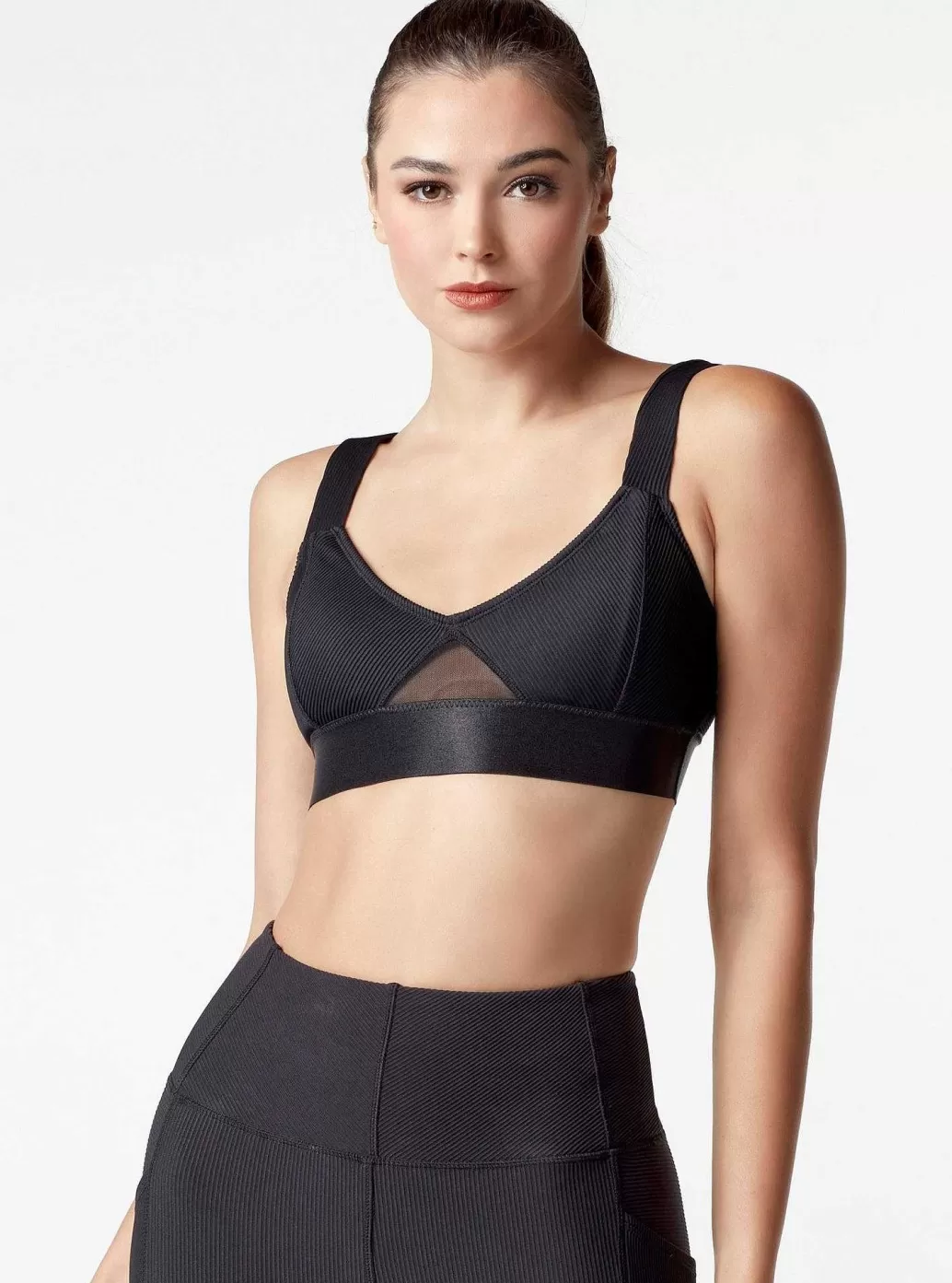 Flash Sale Blanc Noir Directional Rib Bra Black