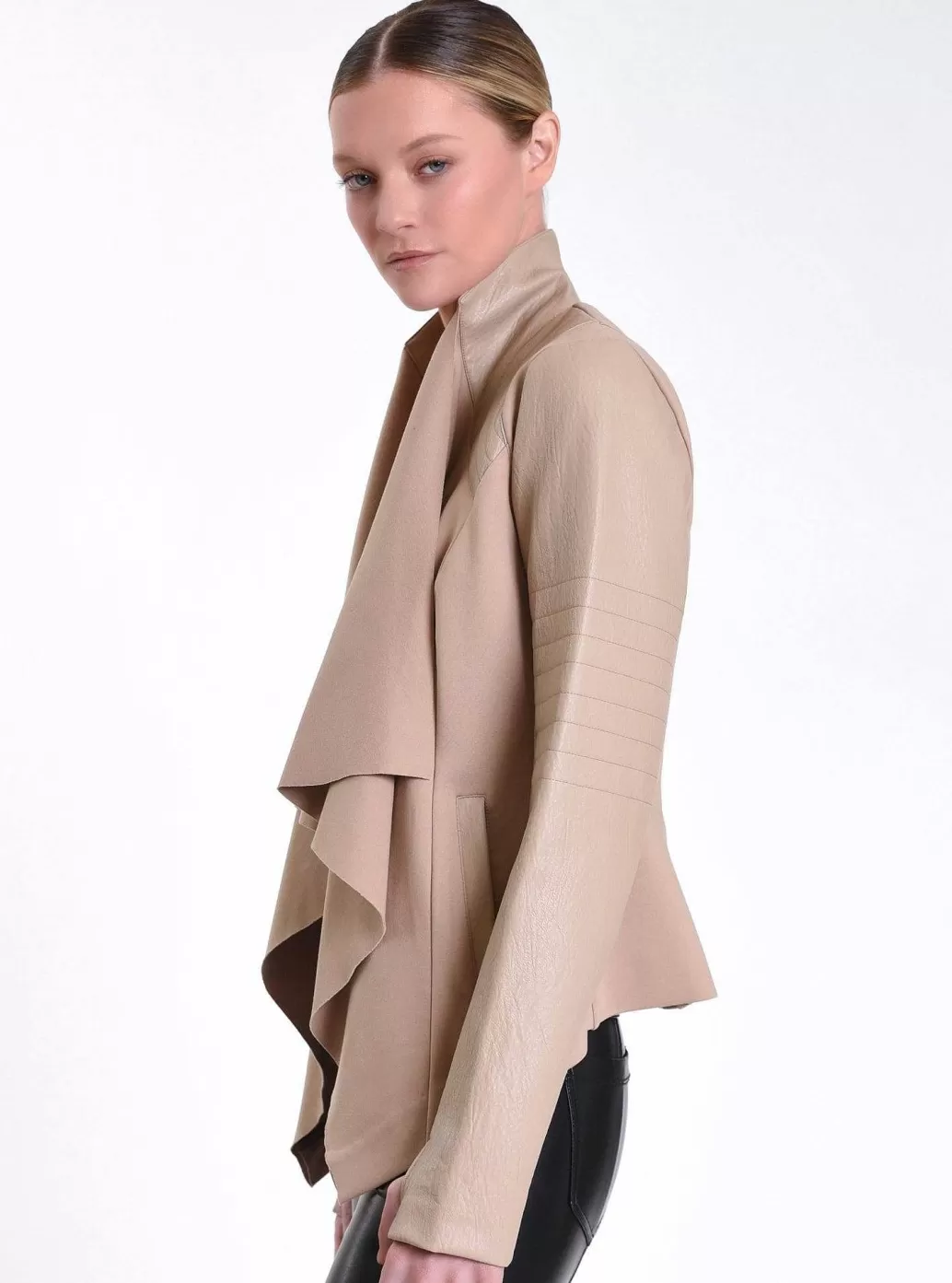 Best Blanc Noir Drape Front Jacket