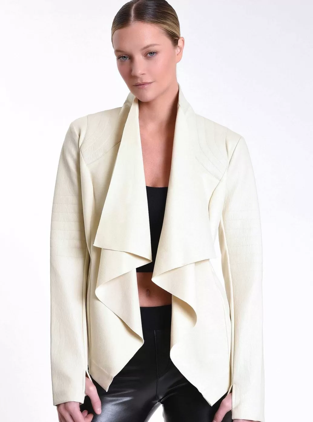 Best Blanc Noir Drape Front Jacket