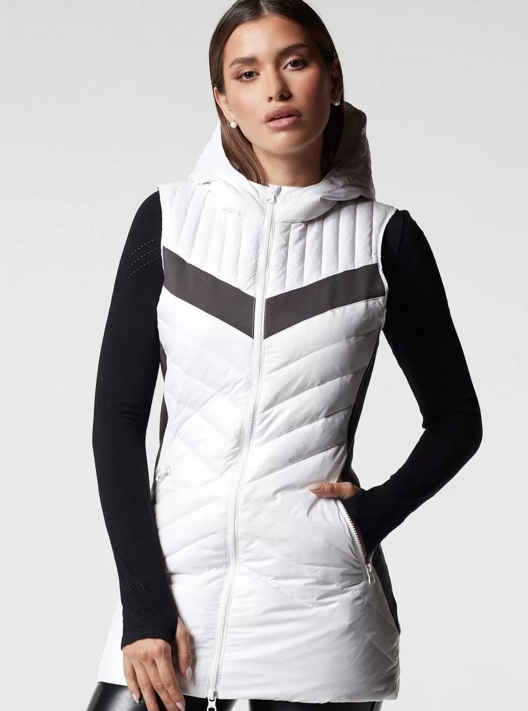 Cheap Blanc Noir Elongated Puffer Vest White/Charcoal