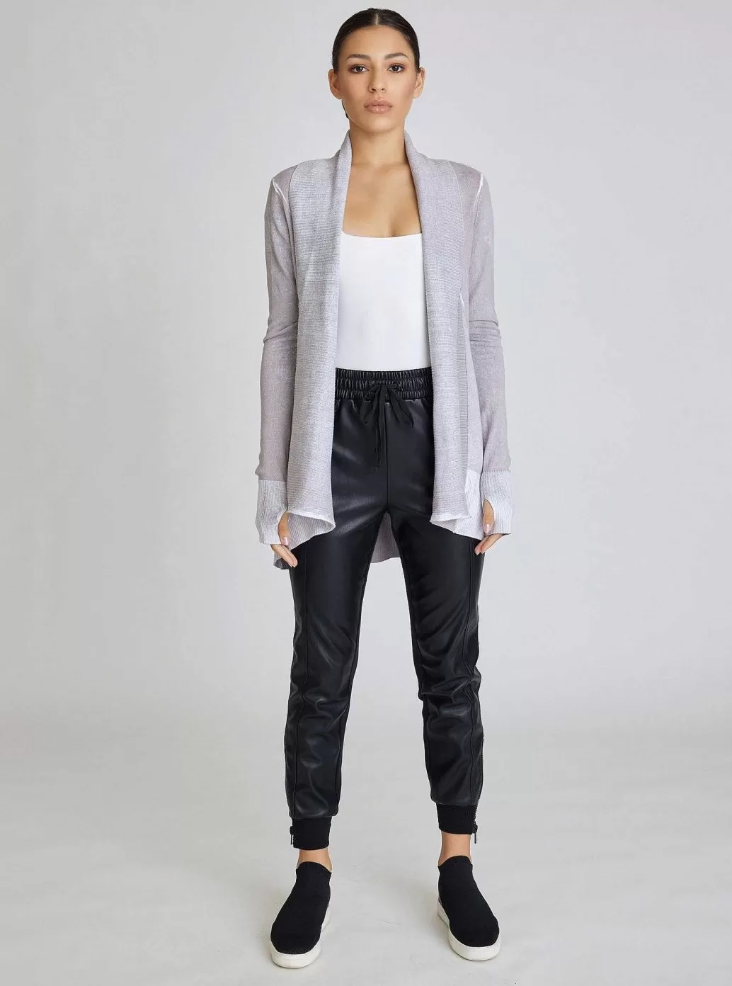 Store Blanc Noir Huntress Drape Front Cardigan Raindrops