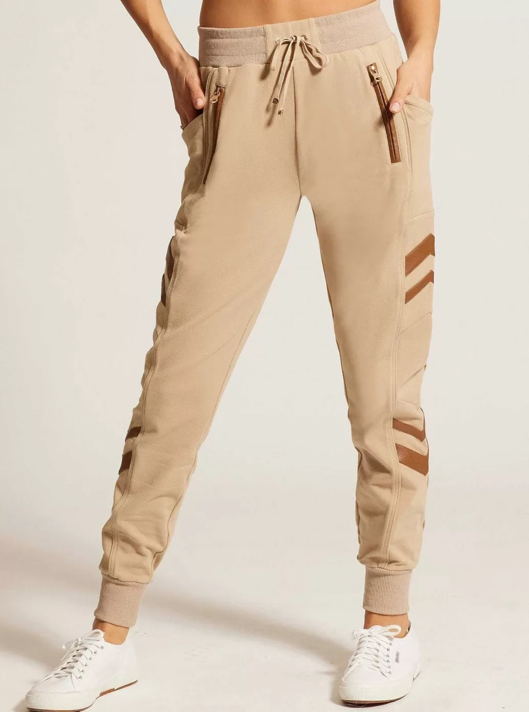 Online Blanc Noir Katia Jogger Gold Trims Irish Cream/ Brown Sugar