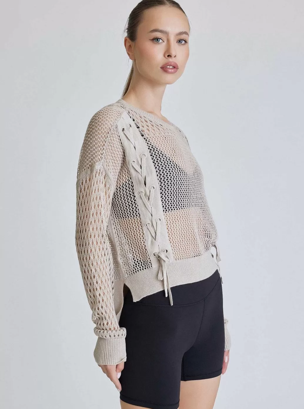 Sale Blanc Noir Lace Up Sweatshirt Pumice Stone