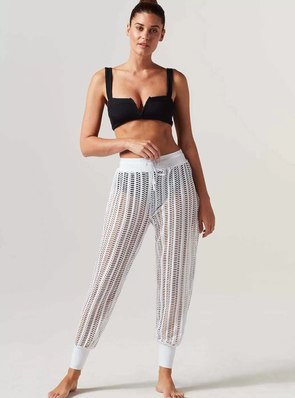 Hot Blanc Noir Linear Mesh Jogger White