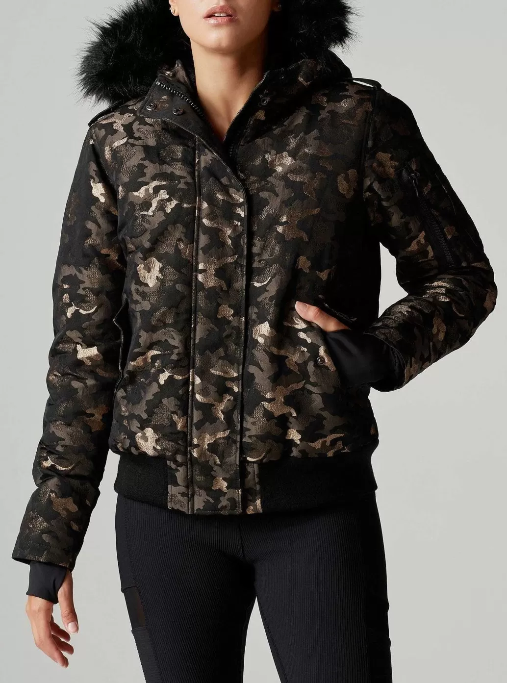 Cheap Blanc Noir Lurex Camo Hayden Bomber Copper/Black