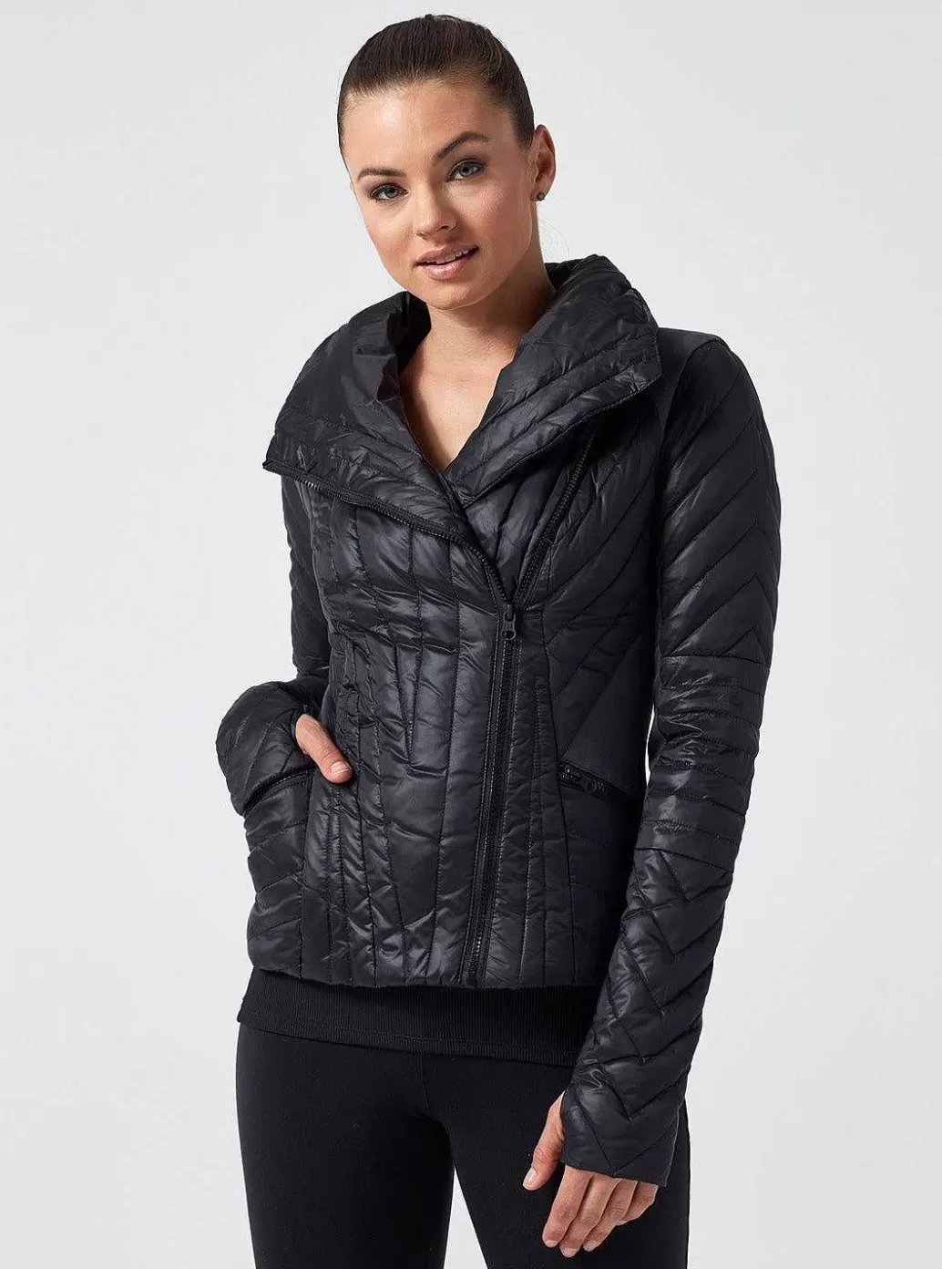 Sale Blanc Noir Motion Panel Puffer - Down Filled Black/Charcoal Heather