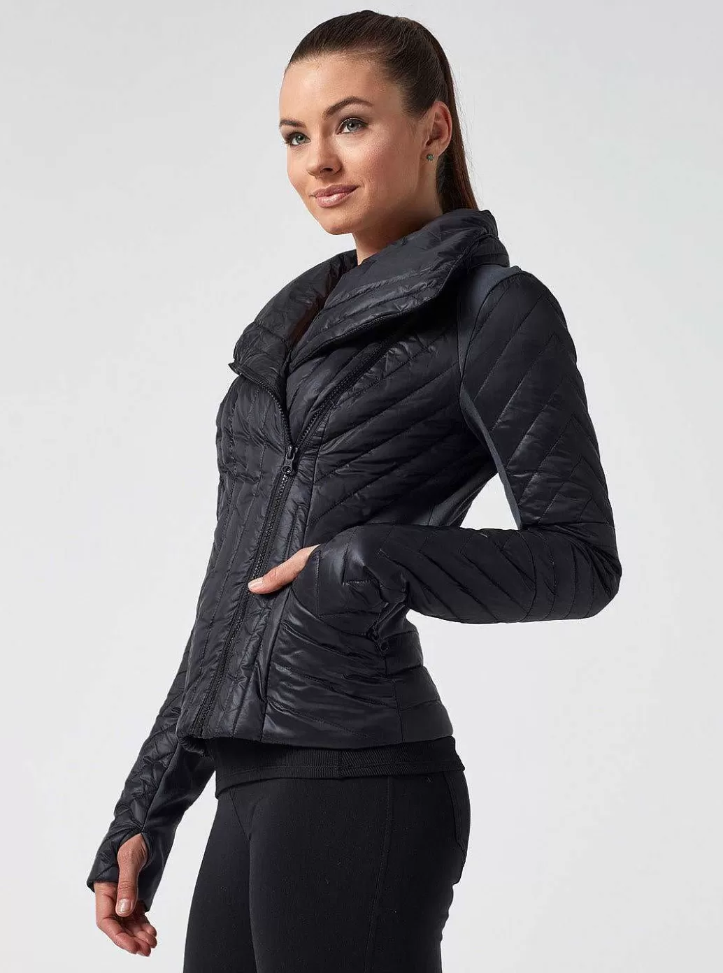 Sale Blanc Noir Motion Panel Puffer - Down Filled Black/Charcoal Heather