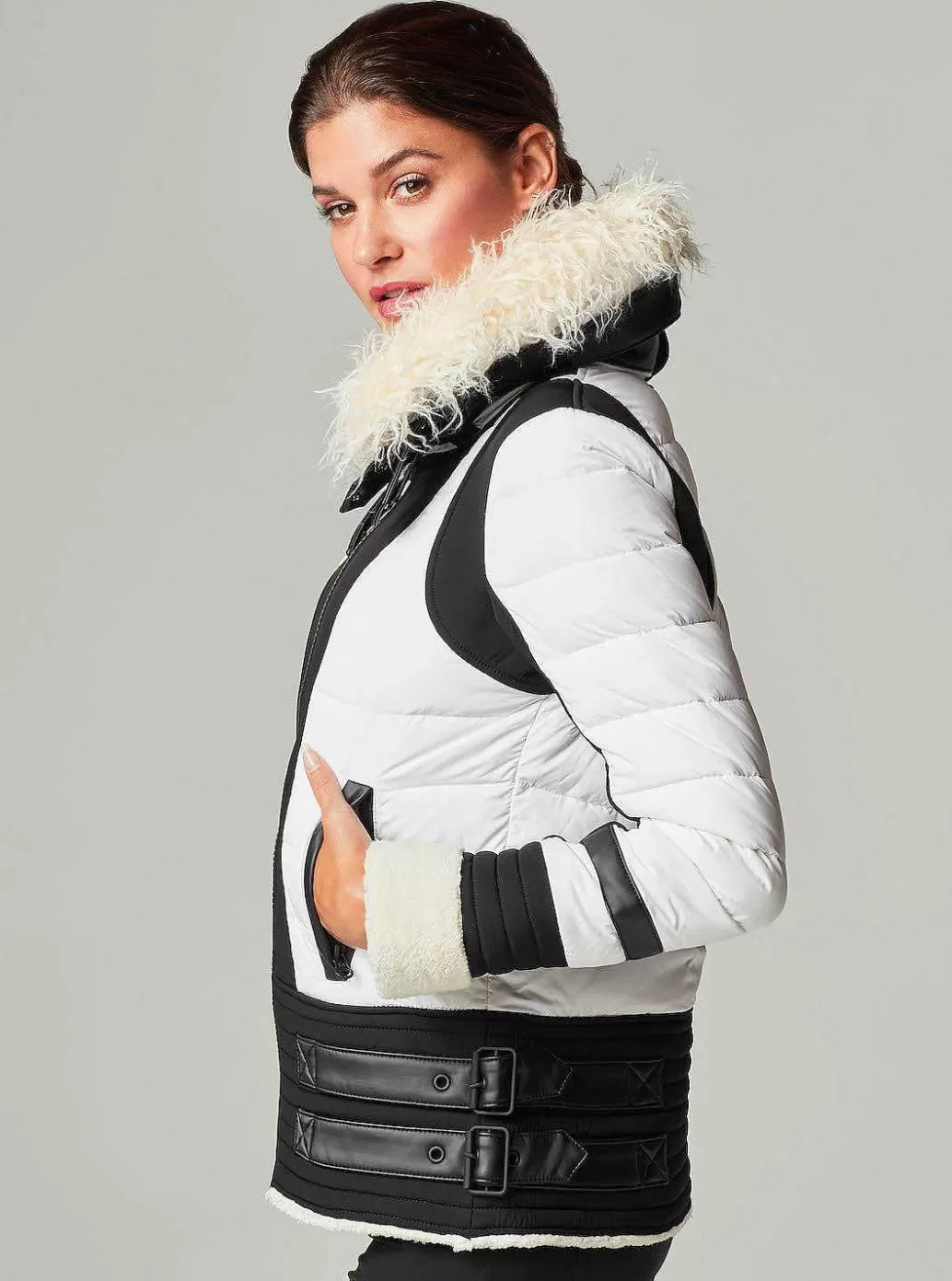 Cheap Blanc Noir Moto Aviator Puffer - Down Filled Off White