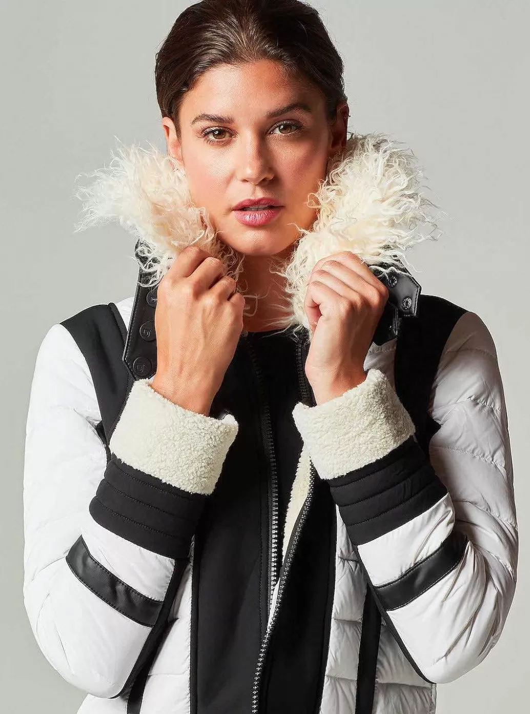 Cheap Blanc Noir Moto Aviator Puffer - Down Filled Off White