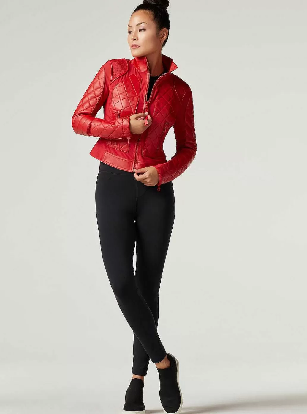 Online Blanc Noir Moto Jacket Haute Red