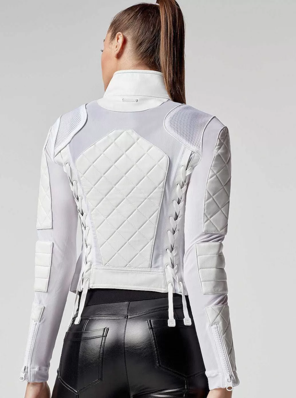 Online Blanc Noir Moto Jacket White