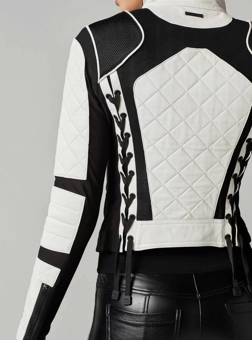 Hot Blanc Noir Moto Jacket Black And White Colorblock White/Black