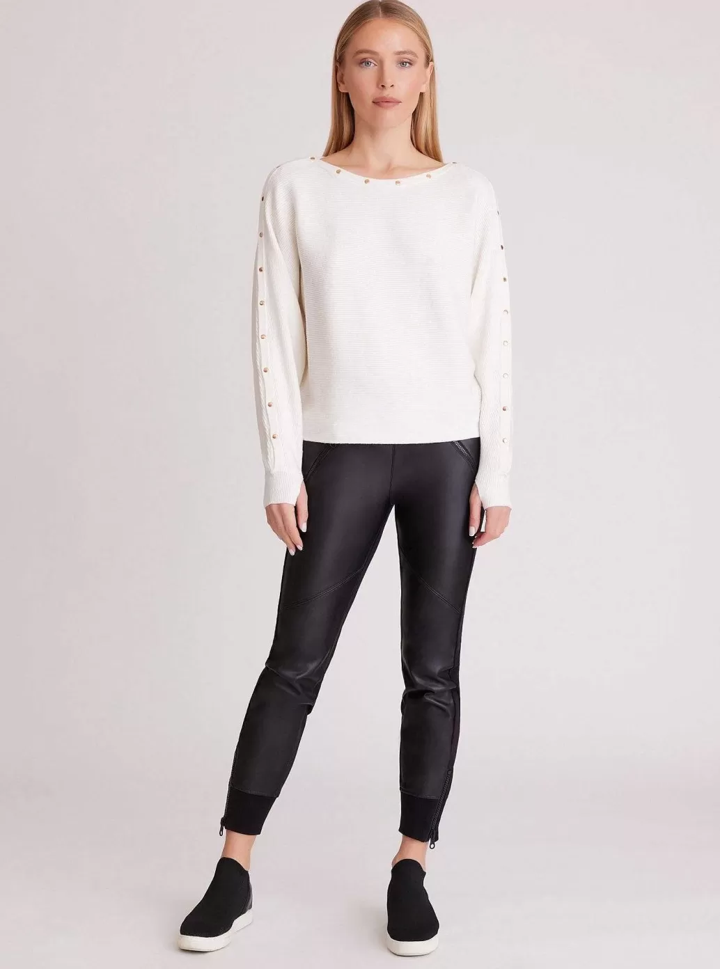 Clearance Blanc Noir Portola Sweater Gold Collection Optic White