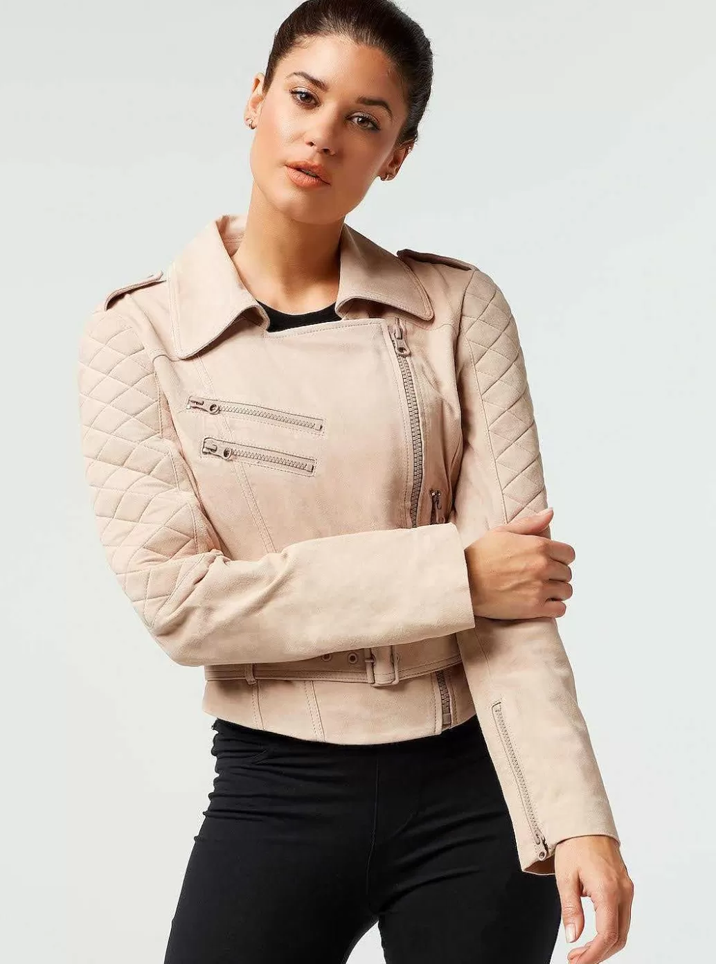 Fashion Blanc Noir Social Suede Jacket Morganite