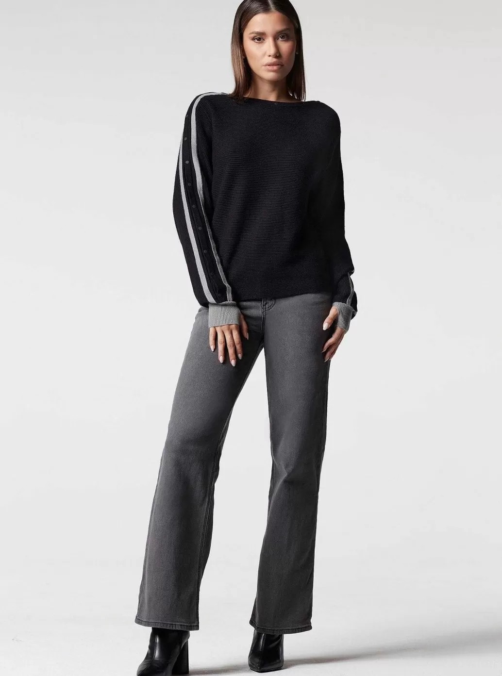 Shop Blanc Noir Sporty Portola Sweater Black/Sharkskin