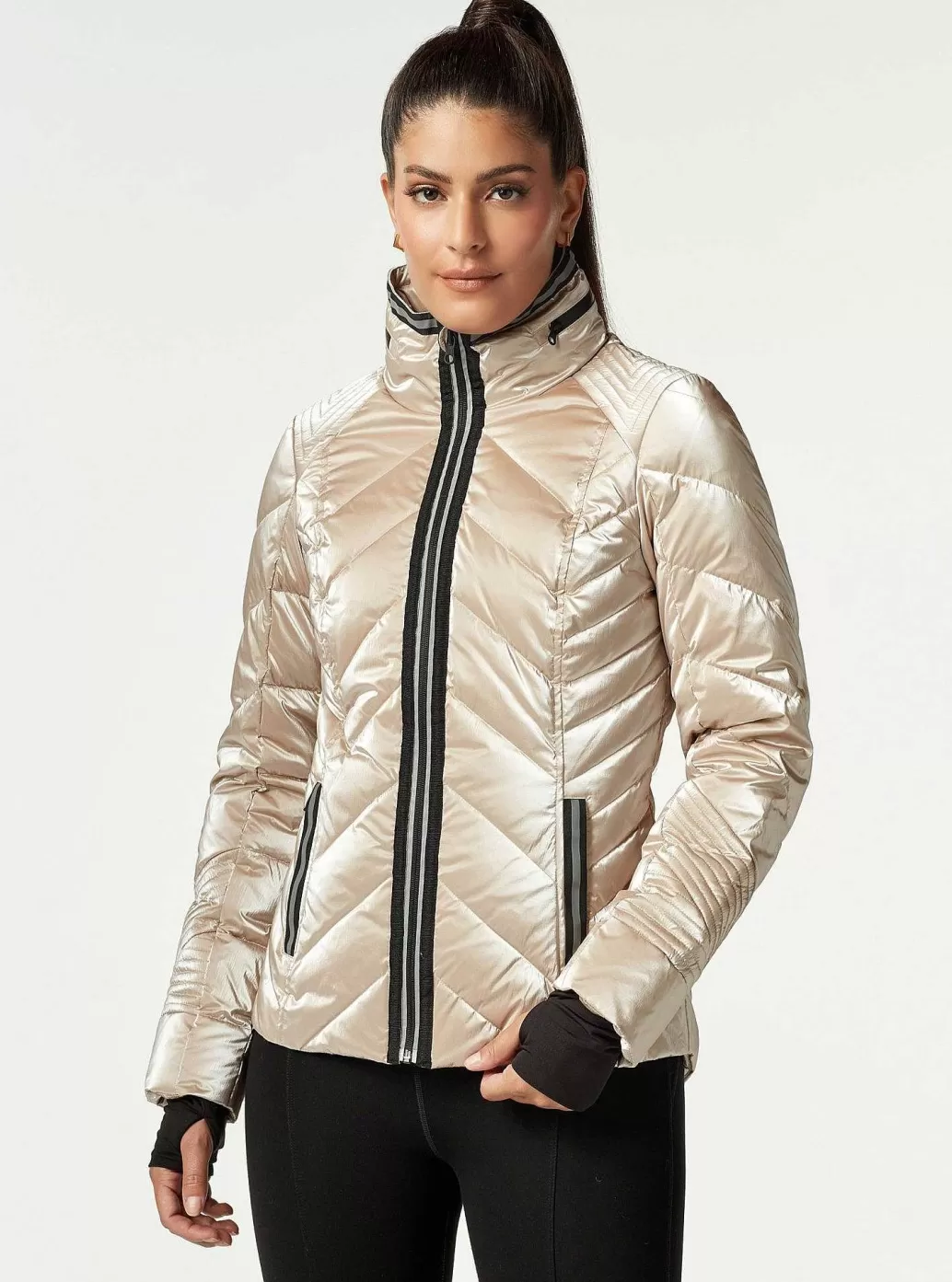 Discount Blanc Noir Super Hero Puffer Down Filled Jacket With Reflective Trim Greige