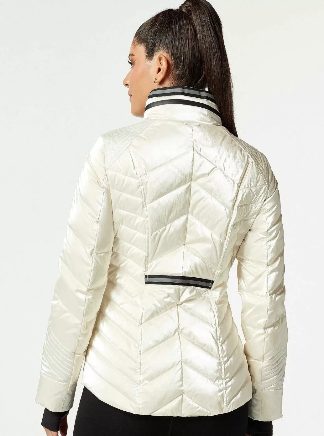 Clearance Blanc Noir Super Hero Puffer Down Filled Jacket With Reflective Trim Cloud Dancer