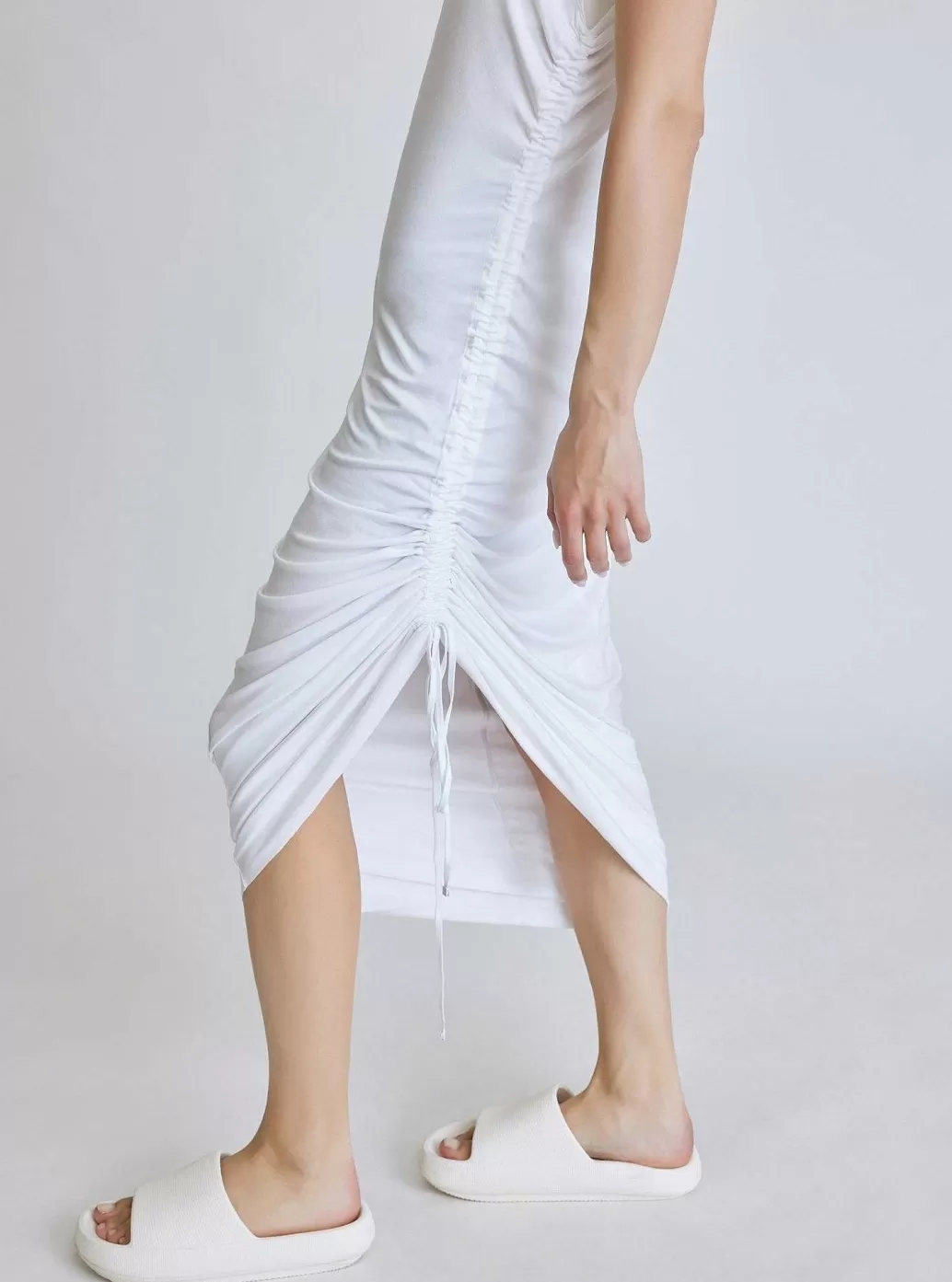 Discount Blanc Noir Tao Side Ruched Dress White