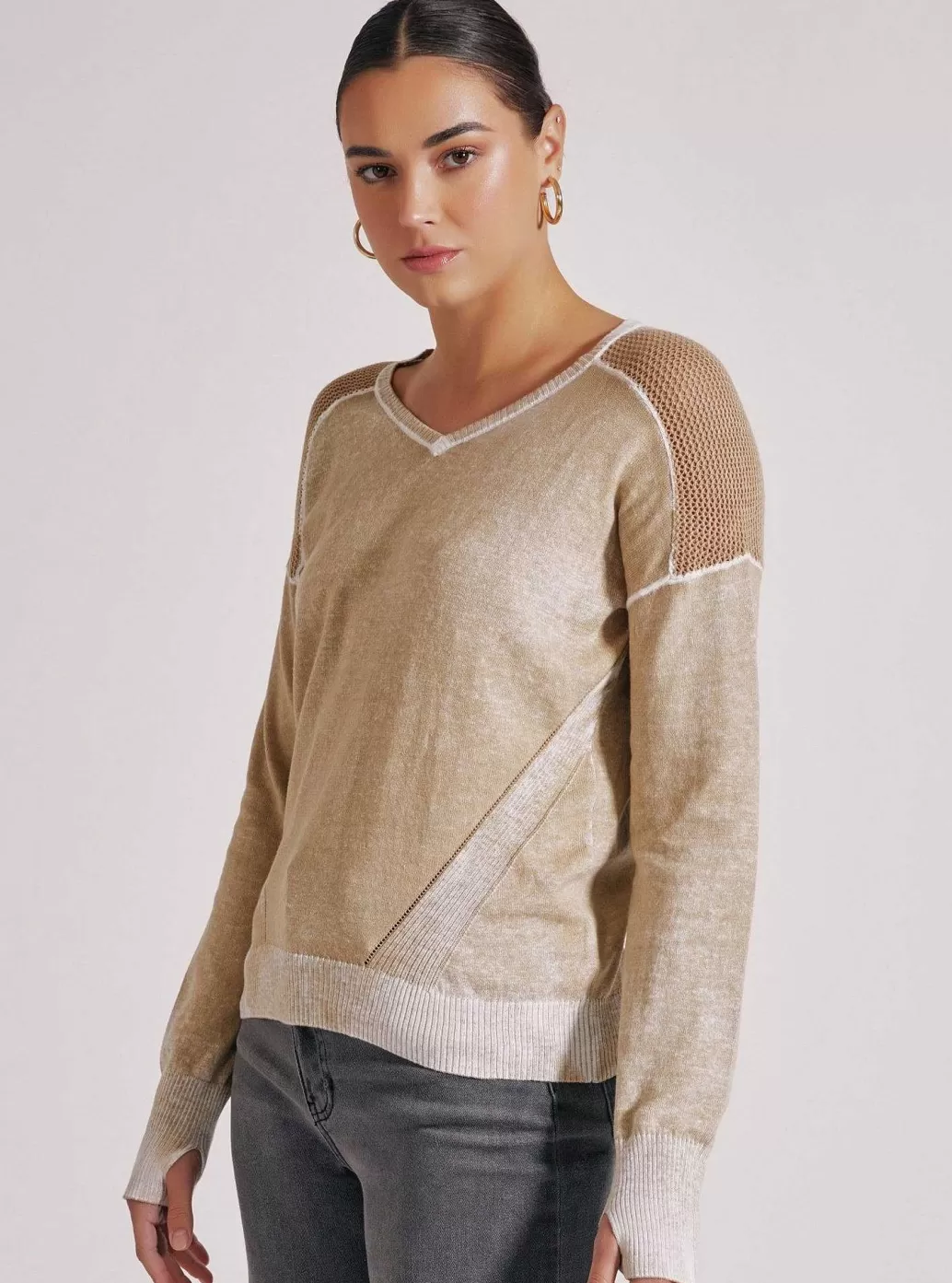 Cheap Blanc Noir V Neck Huntress Sweater Irish Cream